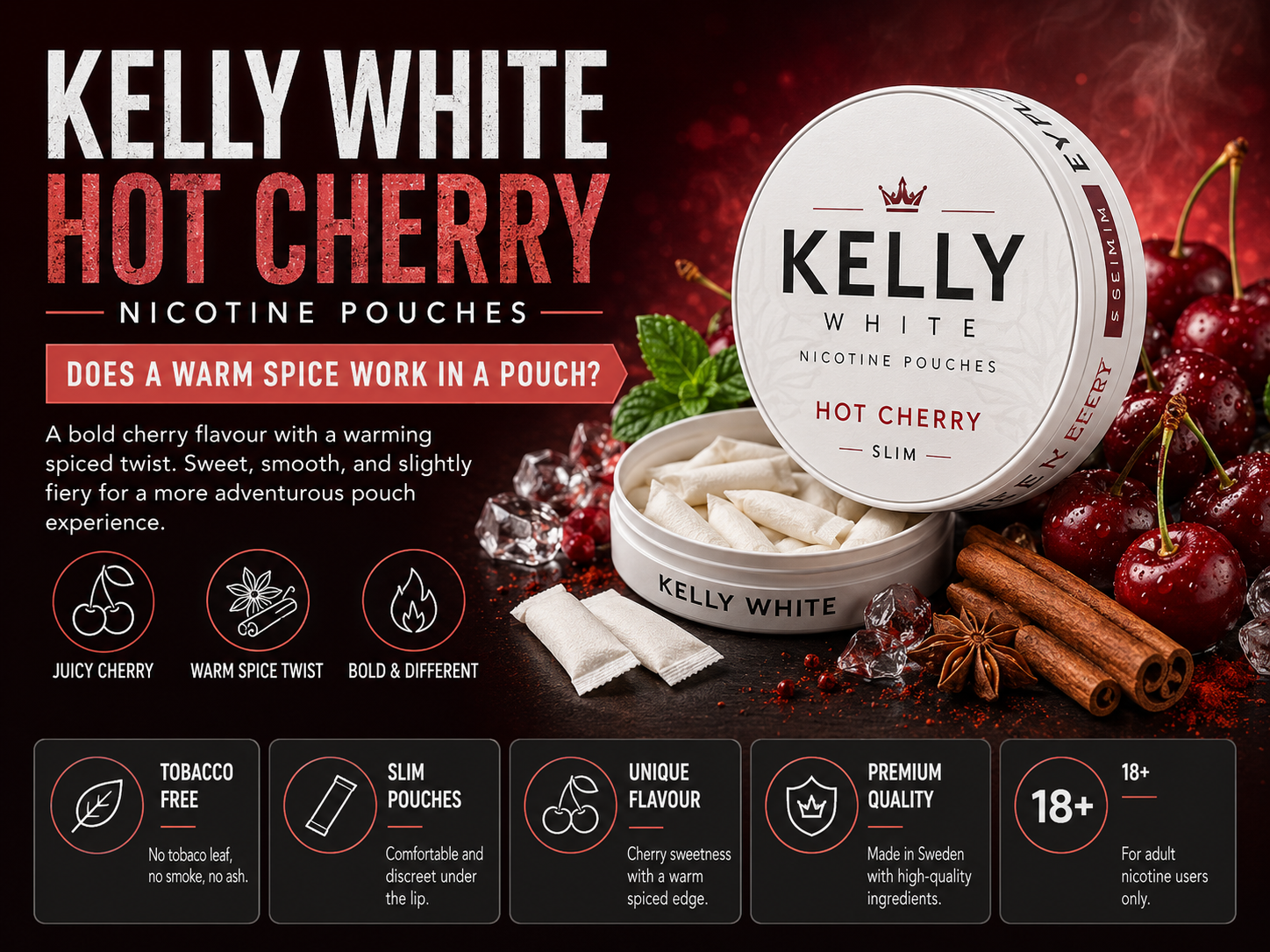 Kelly White Hot Cherry Nicotine Pouches: Does a Warm Spice Work in a Pouch